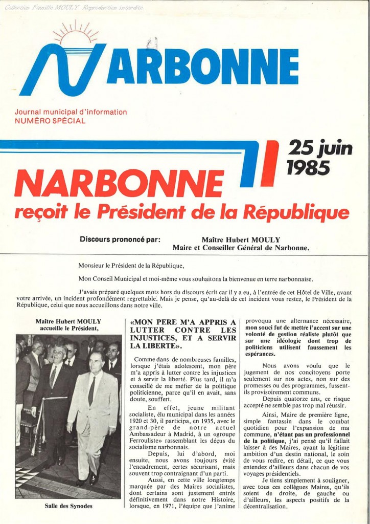 discours hubert mouly 1985