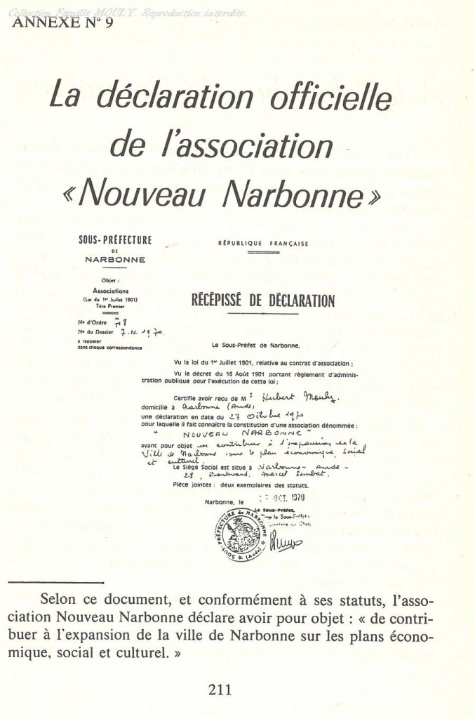 déclaration nouveau narbonne en préfecture