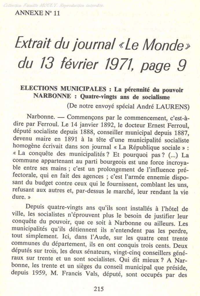 Le Monde du 13 février 1971