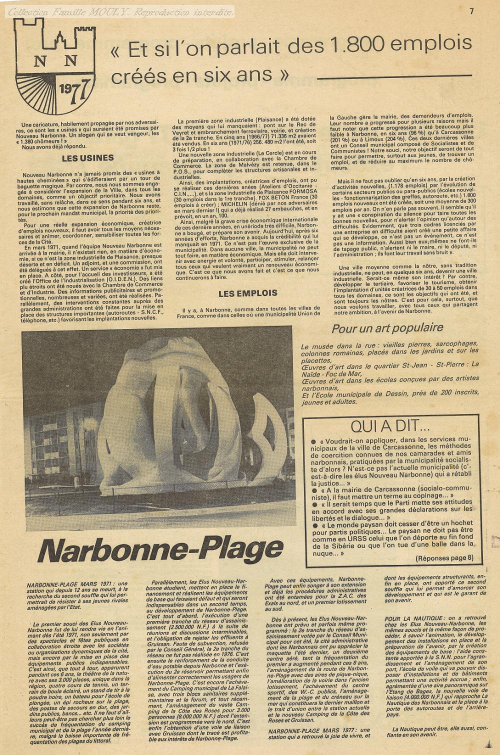 bulletin nouveau narbonne février 1977