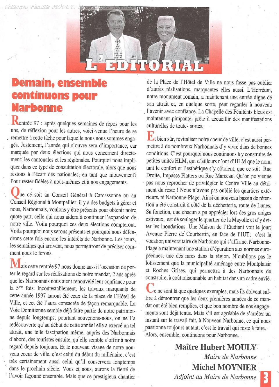 Bulletin Nouveau Narbonne septembre 1997